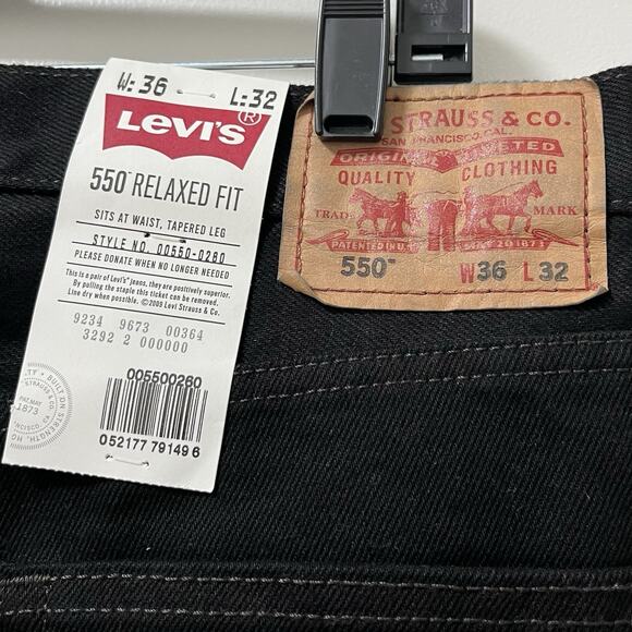 VTG Levi’s Mens 505 Relaxed Fit Tapered Jeans Size 36x32 Black Denim Classic NEW - Picture 5 of 7